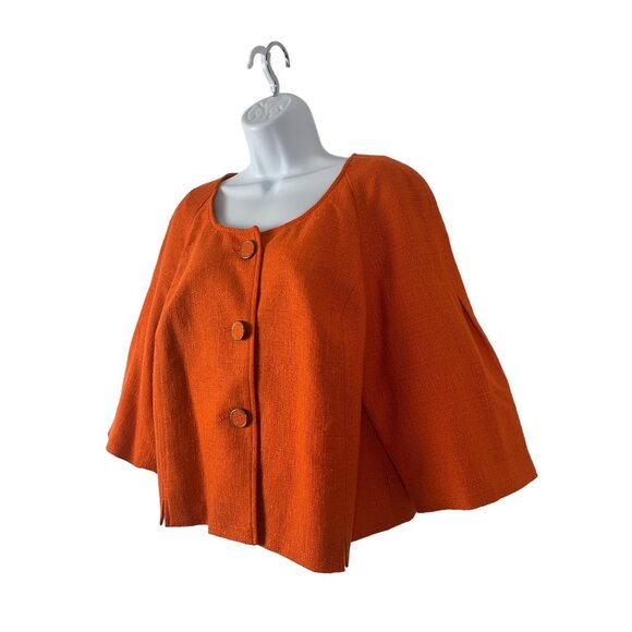Pursuits, Ltd Womans Textured 3/4 Sleeve Orange Swing Jacket Size 12 - Picture 4 of 10